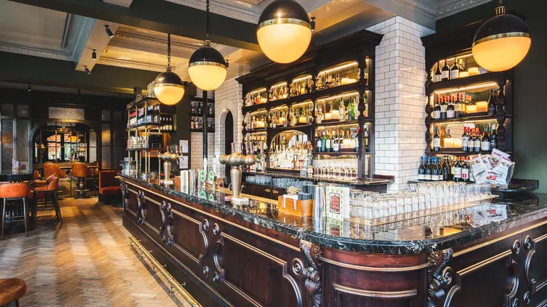 The bar at the Barley Mow pub