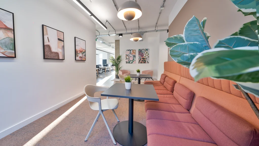 Pink sofas at The Hive