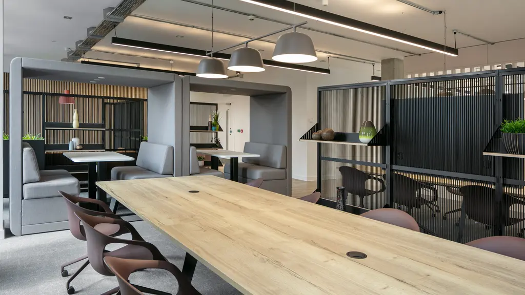 Sixth floor of The Hive with a long table and chairs