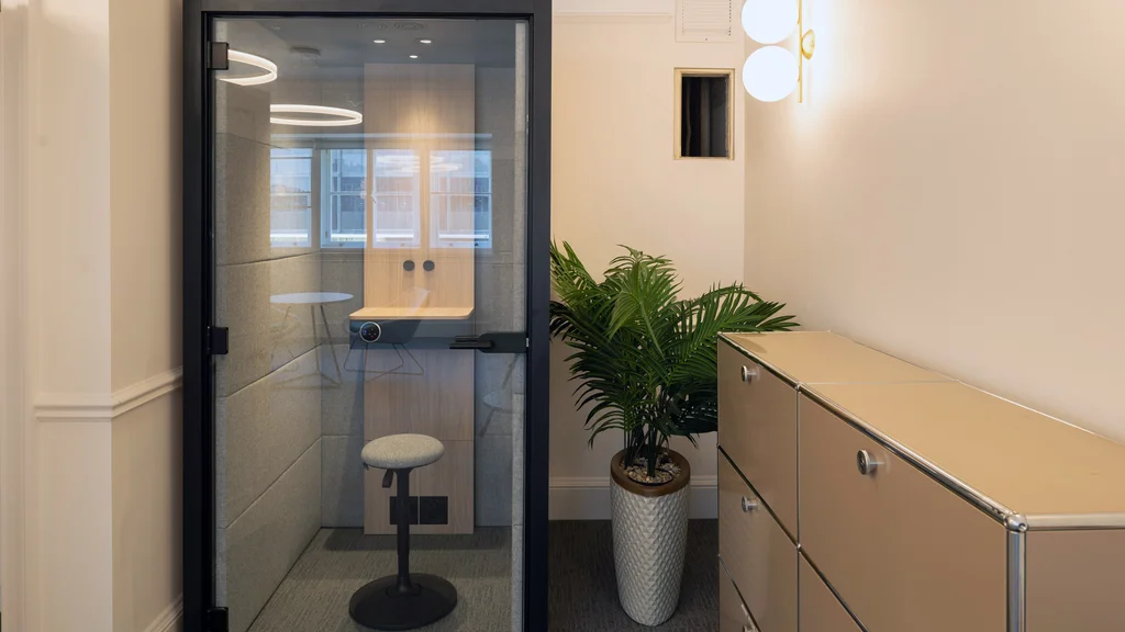Phone booth on the fourth floor