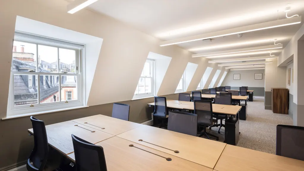 Open plan office with desks