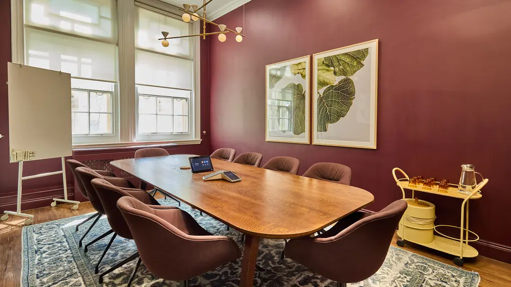 The inside of Middlemarch meeting room with a long table and chairs