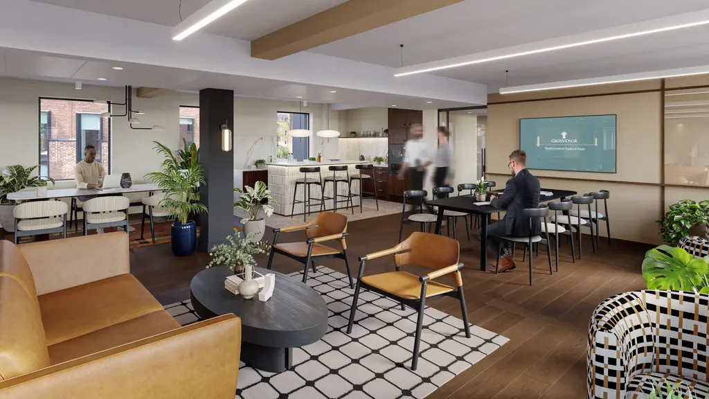 Social area with chairs and tables 