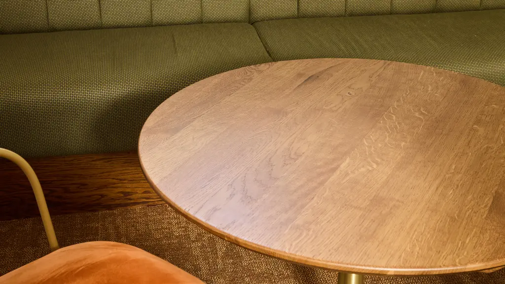 A chair and a round table