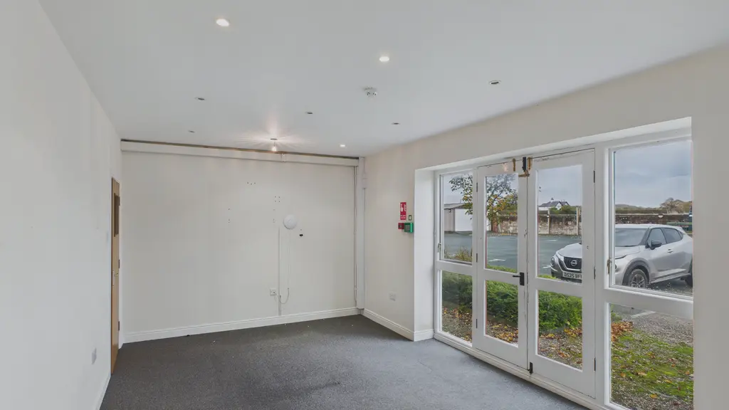 Empty room with large windows 