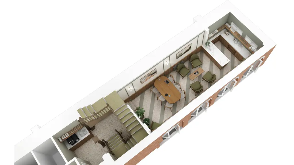 Axo showing a birds eye view of the Garden House 