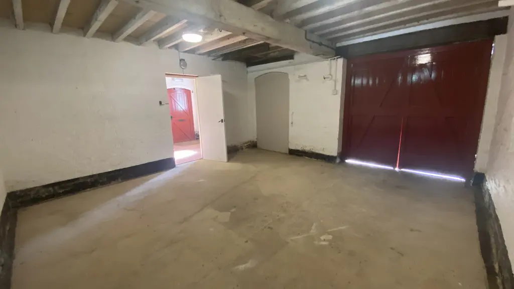 Large room with red doors