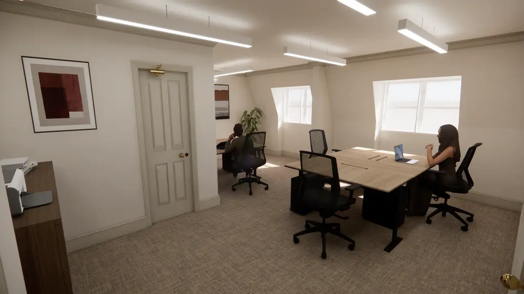 Office showing desks and chairs 
