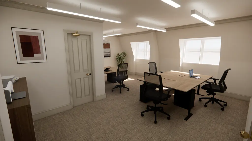 Office showing desks and chairs 