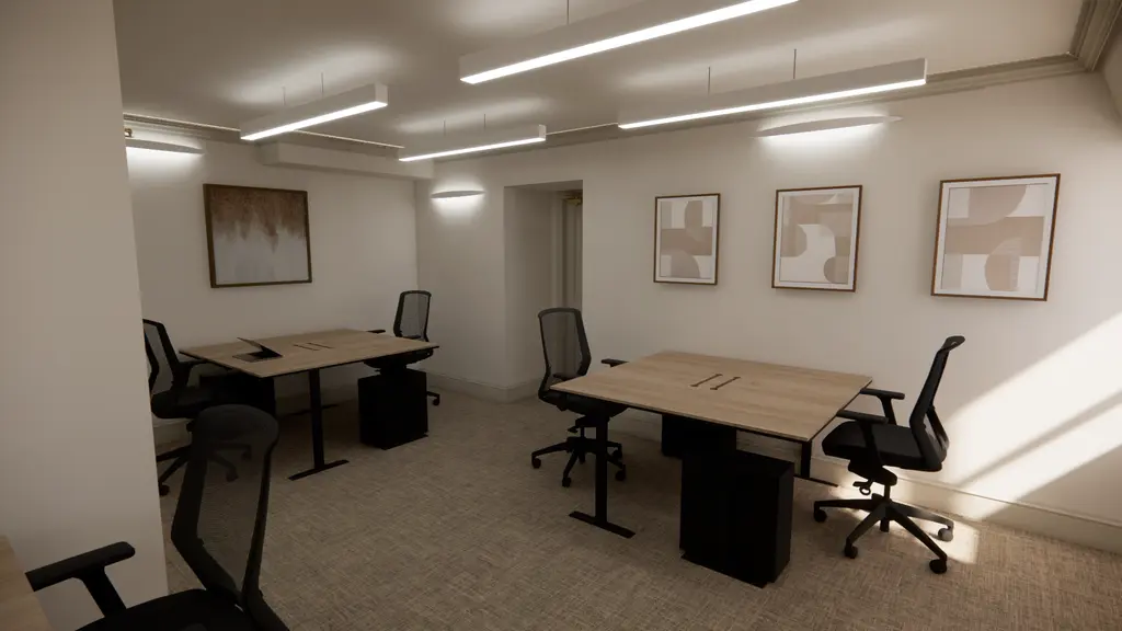 Office showing desks and chairs 