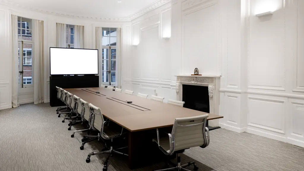 Long meeting room table and chairs 