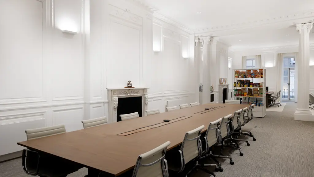 Long meeting room table and chairs 