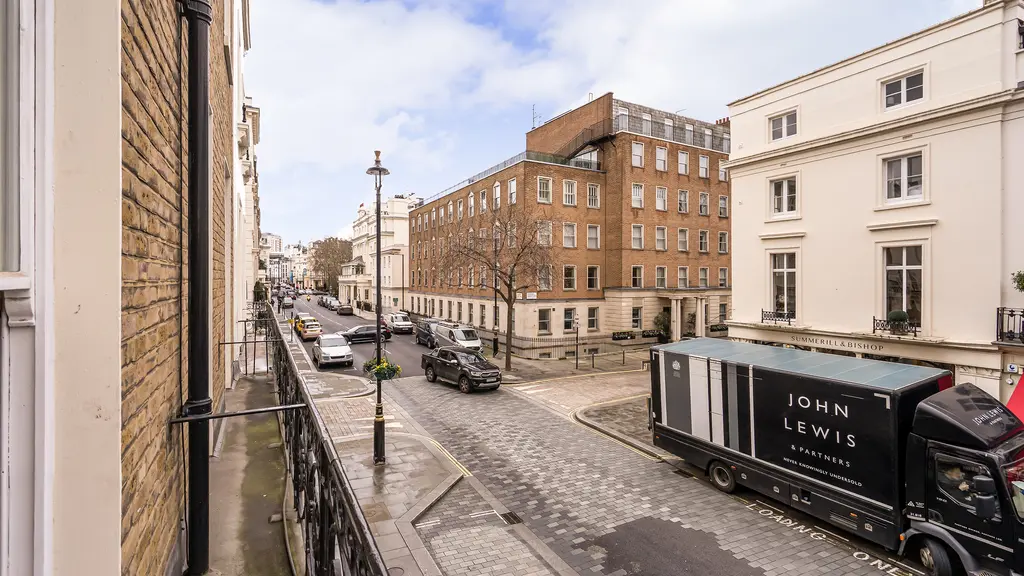 View from the flat's juliet balcony over Elizabeth Street 