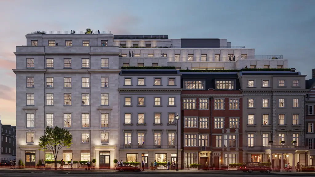 External view of Brook Street entrance at night cgi 
