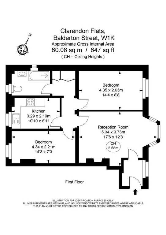 Floorplan of 13 Clarendon Flats