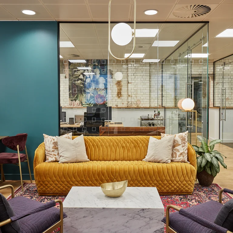A yellow sofa at 25EP
